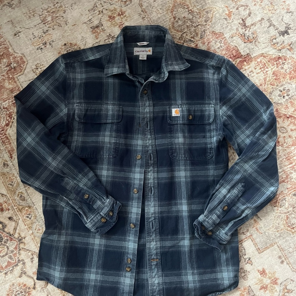 Carhartt Navy Plaid Long Sleeve Shirt